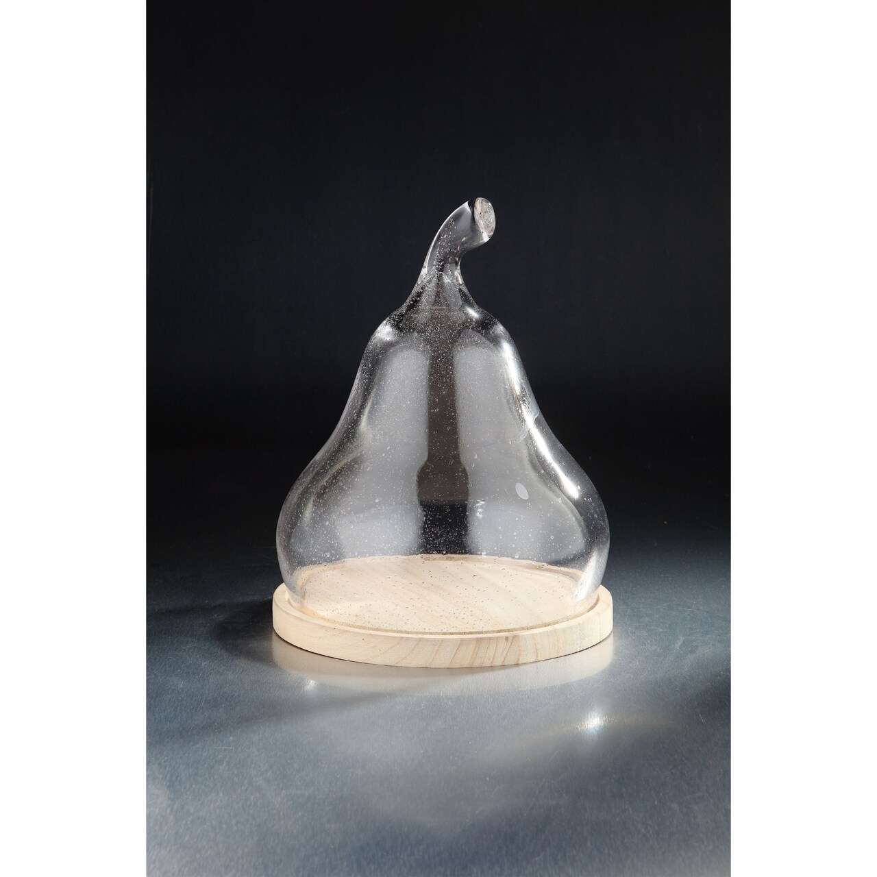 CC Home Furnishings Hand Blown Glass Pear Tabletop Decoration - 14" - Clear and Beige